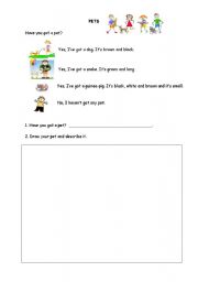 English Worksheet: Pets