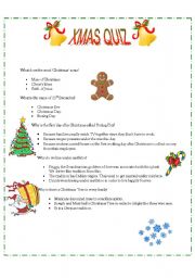 English Worksheet: Christmas Quiz