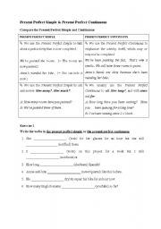 English Worksheet: Present Perfect Simple or Present Perfect Continuous