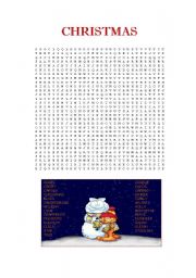 CHRISTMAS wordsearch puzzle