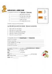 English Worksheet: Simple Past verb to be