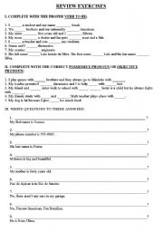 English Worksheet: Review exercises