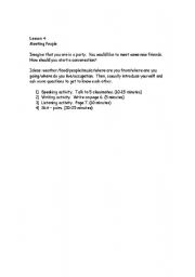 English Worksheet: Lesson Plan: Meeting People for the First Time