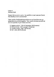 English worksheet: Lesson Plan: Meeting People for the First Time