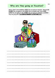English Worksheet: Why are they going on Vacation?