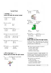 Level test for elementary students