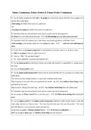 English Worksheet: Future Continuous, Future Perfect Simple and Future Perfect Continuous