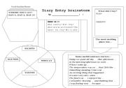 English Worksheet: Brainstorm for writing a diary entry: travel