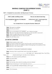 English Worksheet: PRACTICING INVITATIONS USING THE INTERNET 