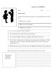 English worksheet: Who Am I?