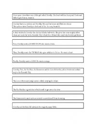 English worksheet: Wizard of Oz plot sequence activity