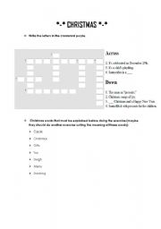 English worksheet: CHRISTMAS CROSSWORD