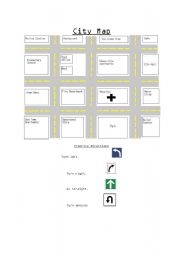 English worksheet: City map to practice directions