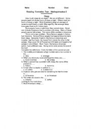 English worksheet: reading 