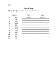 English worksheet: Comparatives/Superlatives