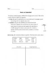 English worksheet: Fruit or Vegetable?