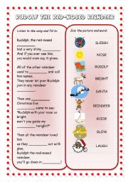 English Worksheet: Christmas songs and carols (set): RUDOLF THE RED-NOSED REINDEER  