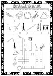 English Worksheet: MUSICAL INSTRUMENTS (1 of 3)