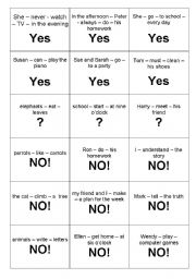 English Worksheet: Present Tense simple - training cards