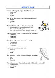 English Worksheet: Sports Quiz