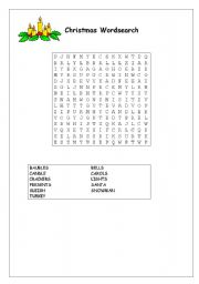 English Worksheet: Christmas wordsearch