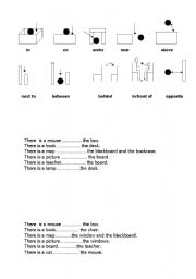 English Worksheet: in, on, under....