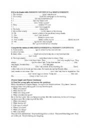 Practice worksheet for present continuous tense