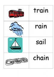 English Worksheet: Word /picture cards that contains ai phonics