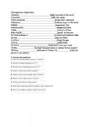 English worksheet: comparatve superlatve 