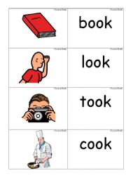 word /picture cards containing oo as in book phonics