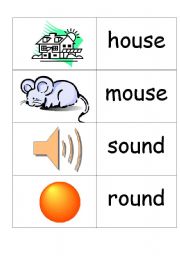English Worksheet: word /picture cards containing ou as in house phonics
