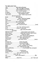 English Worksheet: simple present