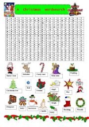 English Worksheet: christmas wordsearch