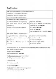 English worksheet: tag questions