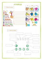 English Worksheet: Numbers 1 to 10