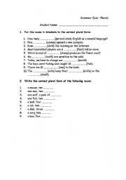 English Worksheet: Plurals - quiz