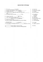 English Worksheet: Lexical test on Ecology