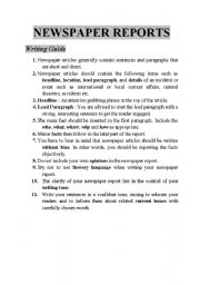 English Worksheet: How to write a Newspaper Report