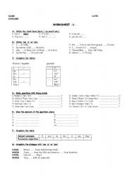 English worksheet: verb  to be