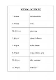 English Worksheet: Past Continous Schedule