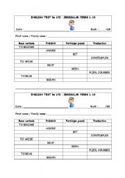 English worksheet: test irregular verbs 1-10