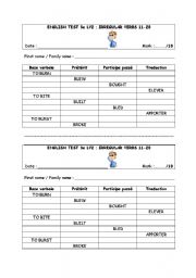 English Worksheet: test irregular verbs 11-20