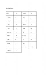 English worksheet: domino 1-20 numbers