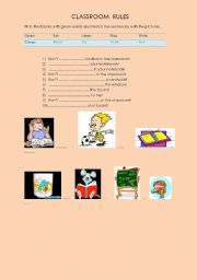 English Worksheet: classroom rules