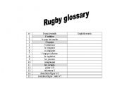 English worksheet: Rugby glossary + key