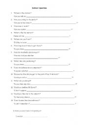 English Worksheet: indirect questions