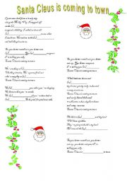 English Worksheet: Santa claus is coming to town