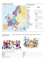 English Worksheet: countries and nationalities