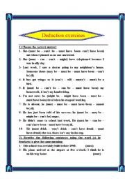 English Worksheet: Deduction exercises
