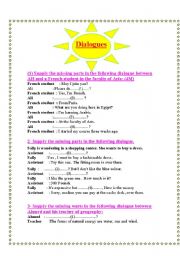 English worksheet: Dialogues